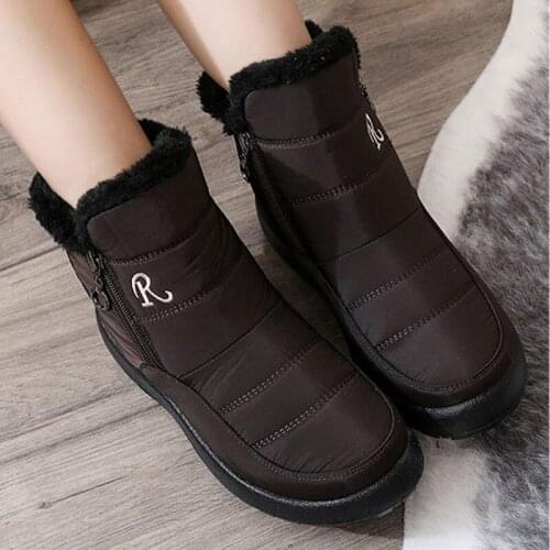 Women Winter Snow Boots Waterproof Casual Ankle Slip On Zipper Plush Furry Warm Keeping Females Footwear Fashion Plus Size