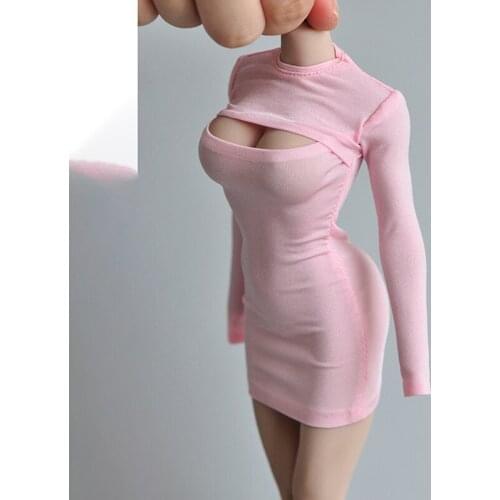1/6 Soldier Model Clothes Accessories 12 Inch Rubberized Female Body Open Chest T-Shirt Long Bottoming Dress