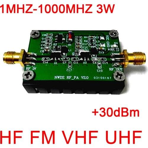 1MHZ-1000MHZ 3W 35DB HF VHF UHF FM transmitter RF Power Amplifier FM shortwave broadband amplifier For Ham Radio DC 12-15V