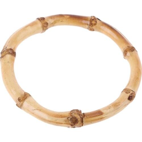 1 x Round Bamboo Bag Handle for Handcrafted Handbag DIY Accessories E56C