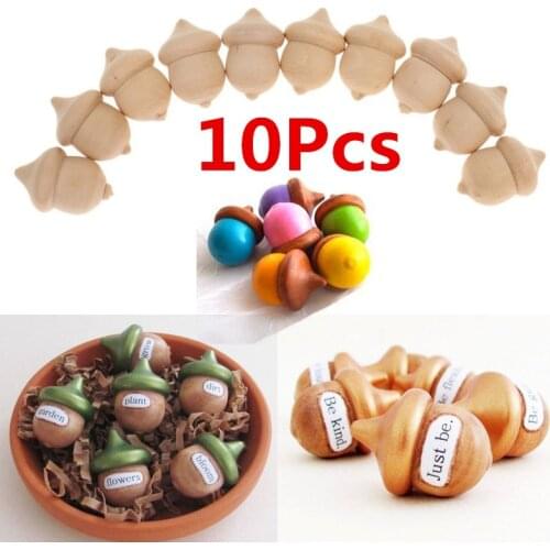 10Pcs Novelty Wooden Acorns DIY Plain Unfinished Wood Crafts Cute Kids Party Supplies Home Decoration Ornaments Gifts