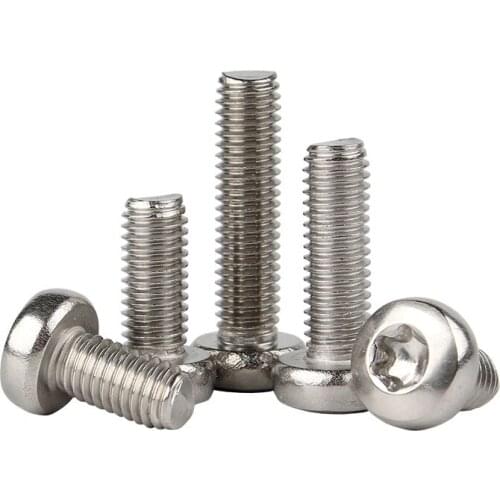 10pcs M6 304 stainless steel Torx pan head anti-theft screw T&TX round without column mechanical bolt GB2672 8mm-90mm long