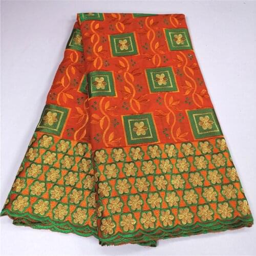 100%Cotton African Lace Fabric Latest Nigerian Wedding Lace Fabrics Embroidered Dubai Fabrics With Stones African Brocade 5yards