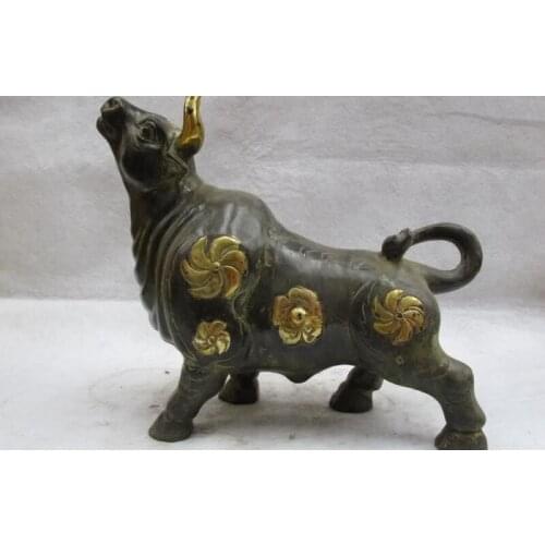 11 Chinese Folk Classic Bronze Copper Home Feng Shui Lucky wealth OX Bull Statue