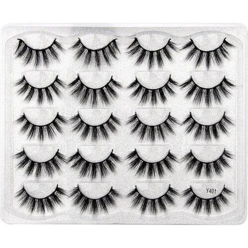 20PCS Natural False Eyelashes 3D Faux Mink Lashes Pack, Handmade Reusable Eyelashes Soft Fake Eyelashes