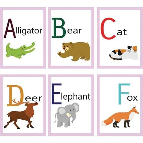 26 Letters Animals English Flash Cards Educational Alphabet Learning Paper Toy Book Games Cognition for Kids Children Montessori
