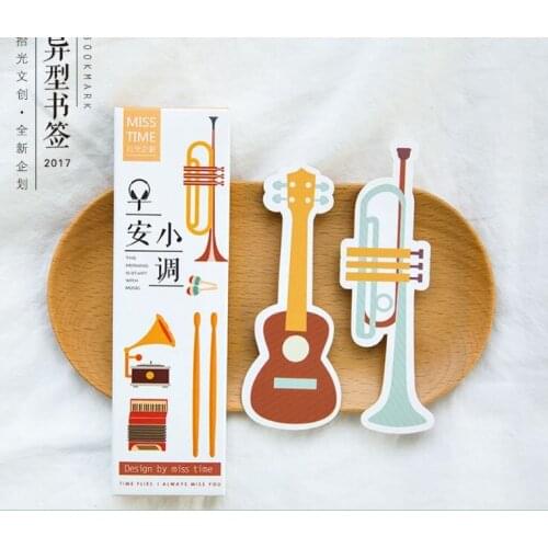 30 pcs/packMusical instruments Shape Bookmark Paper Cartoon Animals Bookmark Promotional Gift Stationery Film Bookmark