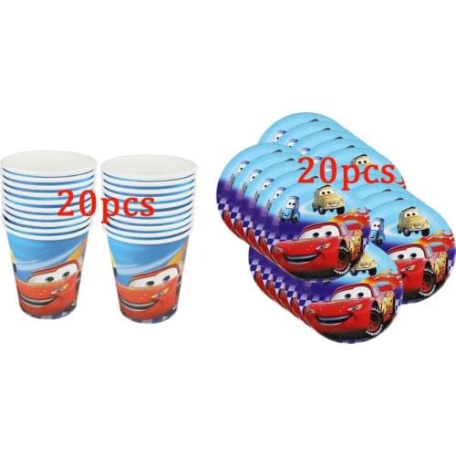 40Pcs Disney Cars Theme Disposable Tableware Lightning McQueen Design Kids Birthday Party Paper Plate+Cup Supplies For Kids