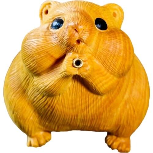 8.5CM Rat Hamster Incense Insert Wood Carving mascot Statue Animal Statue Home Decor Boxwood Carving Car Decorations