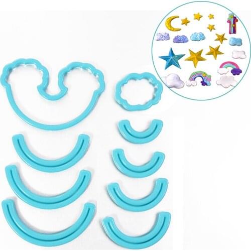 9pcs/set Rainbow Cloud Plasti cake Mold DIY Baking Tools Cutting Sugar Mousse Cake mould Printing baking Decorative Plastic Mold