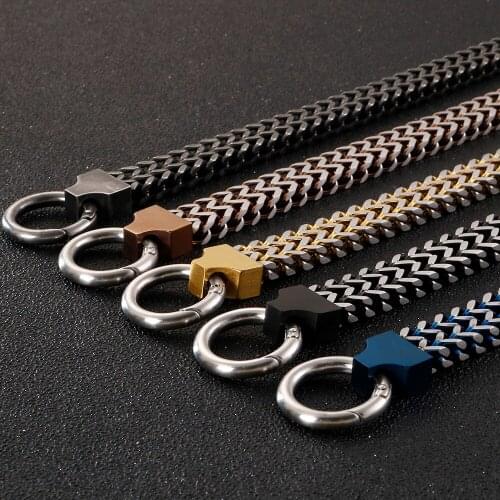Retro Mens Double Wheat Fish Scale Chain Bracelet Men 12MM Thick Stainless Steel Black Blue Color Bracelets & Bangles 23CM Drop