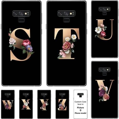 Flower 26 English Name Letters Custom Initial Case For Samsung Galaxy Note 9 6.4" Soft Silicone Cover