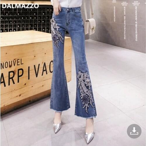 Женские джинсы с вышивкой DALMAZZO China At AliExpress