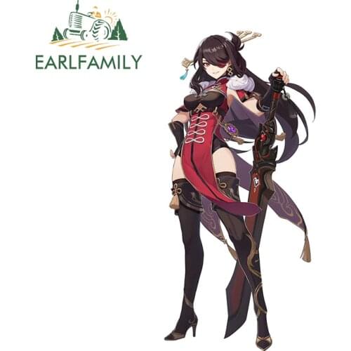 EARLFAMILY 13cm x 6.2cm for Hu Tao Car Stickers Personality Scratch-Proof Decals Fashionable Windshield Trunk Decor Car Label