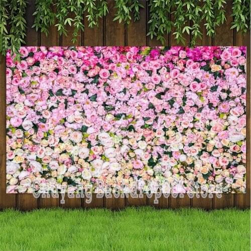 Rose Flower Wall Wedding Backdrop Baby Shower Bridal Happy Birthday Party Decoration Photography Backgrounds Banner