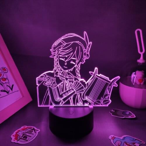 Genshin Impact Game Figure Barbatos 3D Lamp Led RGB Night Lights Birthday Cool Gift Friend Gaming Room Table Colorful Decoration