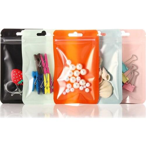 1000Pcs Glossy Plastic Window Ziplock Bag Clear Front Resealable Jewelry Nail Beauty Mobile Phone Case Packaging Bags Gifts Bag