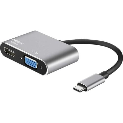 Type-c to hdmi vga adapter cable gold-plated type-c to hdmi vga 2-in-1