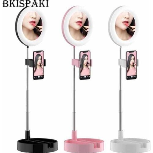 6.3inch Mirror LED Ring Light with Phone Holder Dimmable Desktop Selfie LED Ringlight for TikTok Live Video Streaming Fill Light