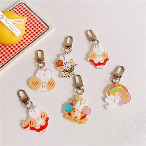 Korean Ins Cute Cartoon Rabbit Key Buckle Girl Pencil Bag Schoolbag Kawaii Pendant Creative Accessories Popular Key Management
