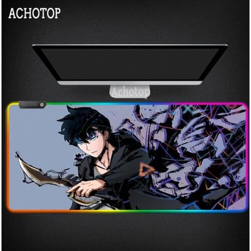 Solo Leveling RGB Mouse Pad Gaming Player desk laptop Rubber Mouse Mat Large Pc Gamer Complete Pads Keyboards with Backlit Mats