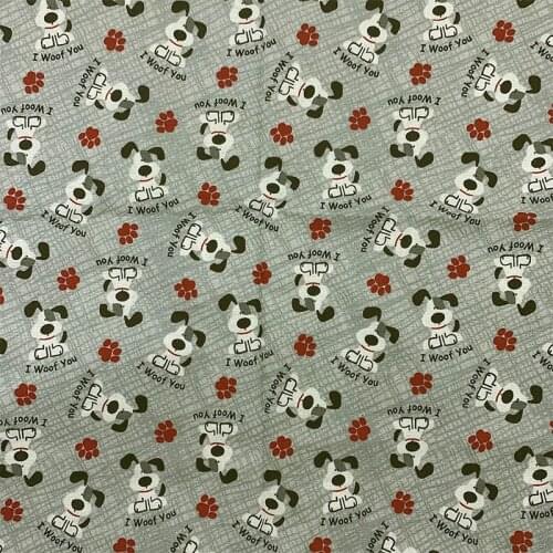 Beautiful Digital Printing Grey bottom Cartoon Dog Pattern 100% Cotton Fabric Sewing Material Children Fabric Diy Shirt Clothing