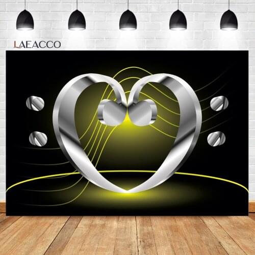 Laeacco 3D Effect Love Heart Music Notes Stave Photocall Background Wall Baby Poster Portrait Customized Photography Backdrops