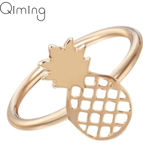 Fashion Cute Small Pineapple Rings Simple Funny Outline Fruit Rings Lovely Ananas Rings for Women Gift Bijouterie China
