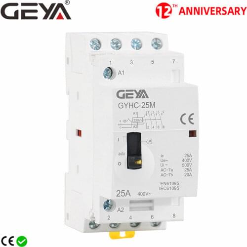 GEYA GYHC 4P 16A 20A 25A 4NO OR 2NO2NC 220V/230V 50/60HZ Din rail Household AC Modular Contactor