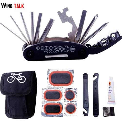 Wind Talk Mtb Multi Bicycle Tire Repair Tool Set Protable Flat Spoke Wrench Tire Lever Patch Bike Tool Kit