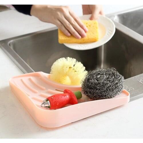 Sponges Kitchen Sink Corner Shelf Wall Mounted Bathroom Soap Cuisine Dish Rack Drain Kitchen Sink Corner Storage Rack Tools