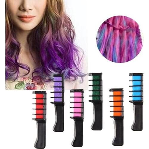 Non-toxic Disposable Mini Hair Color Comb 6 Colors Chalk Hair Dye Cream Kits Temporary Party Cosplay Salon Hair Wax Dye Stick