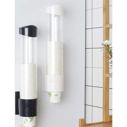 New Paper Cup Dispenser Plastic Cups Holder Disposable Automatic Holder Dustproof Free Punching Paper Cup Rack