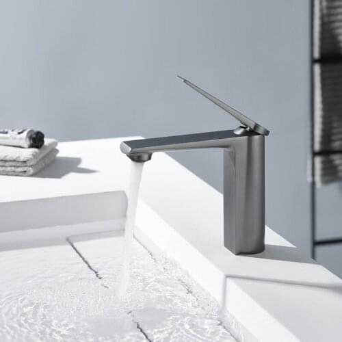 Single Lever Water Tap High Quality Brass Body Gun Grey Bathroom Basin Faucet Mixer