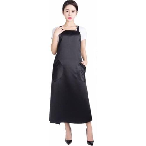 Salon Professional Hairdressing Apron Black Fashion Lengthened Waterproof Gown Robe Hairdresser Hair Cutting Styling Work Apron