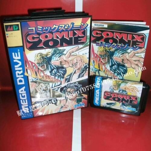 Sega MD game - Comix zone with Box and Manual for 16 bit Sega MD game Cartridge Megadrive Genesis system