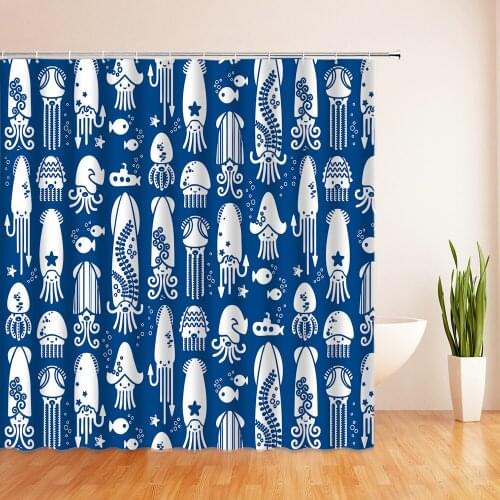Ocean Colorful Fish Cartoon Shower Curtains Bathroom Curtain Waterproof Polyester Fabric Decor Bath Curtain 180*180cm With Hooks