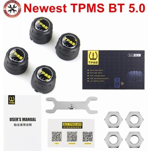 Bluetooth 4.0/5.0 For Android/IOS TPMS Real time Tire Pressure Alarm Monitor System 4 external sensors Universal For Cars