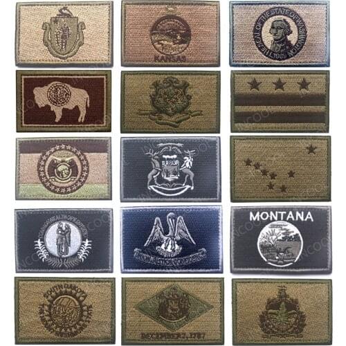 USA US American State Texas Maryland Alaska Flag Embroidered Patches Emblem Armband Military Appliqued Badges For Bag Cap Chothe