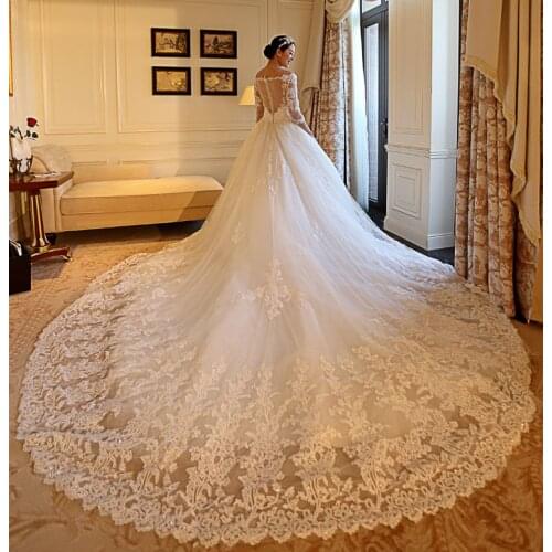 Robe De Mariage Hot Sequins Appliques Off the Shoulder Wedding Dress 2021 Half Sleeves Bridal Gown Plus Size Customed