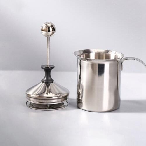 Original 400ML Manual Milk Frother Stainless Steel Double Mesh Milk Creamer Milk Foam Mesh Coffee Foamer Creamer