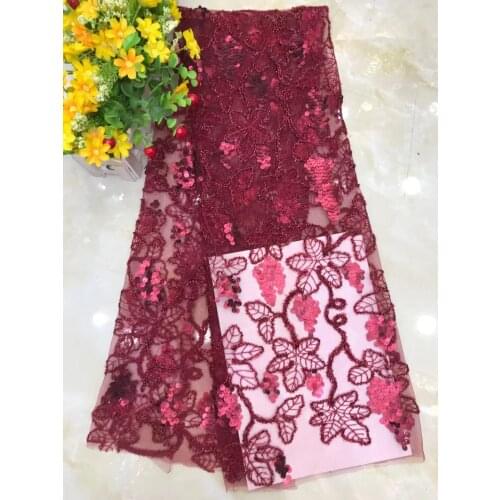 High Quality African Lace Fabric Sequin Embroidery French Tulle Mesh Design Sewing Wedding Dress Banquet Skirt 5 Yards Wholesale