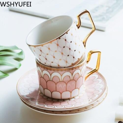 WSHYUFEI European Ceramic Cup Luxury Coffee Cup Home Afternoon Tea Cup 1 cup 1 dish 1 spoon 200ml