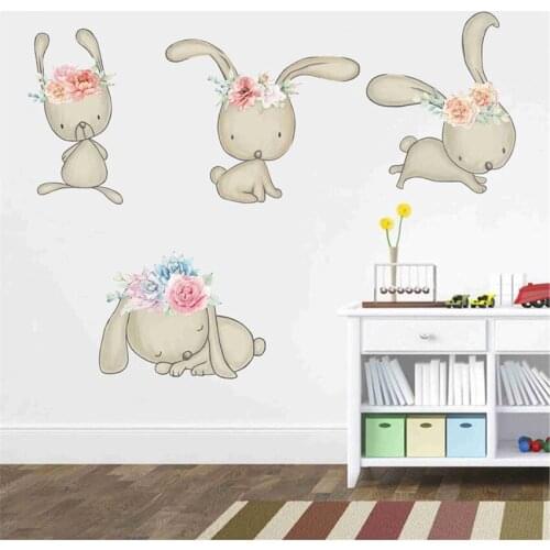 Lovely Rabbit Easter eggs Wall Stickers For Kids Room Decoration Cartoon Bunny Mural Home decor Decals Happy Easter stickers