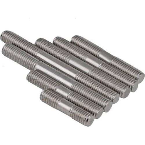 2pcs M5 304 Stainless steel Screws double-headed teeth studs screw rod Machine Bolts 100mm-250mm Length