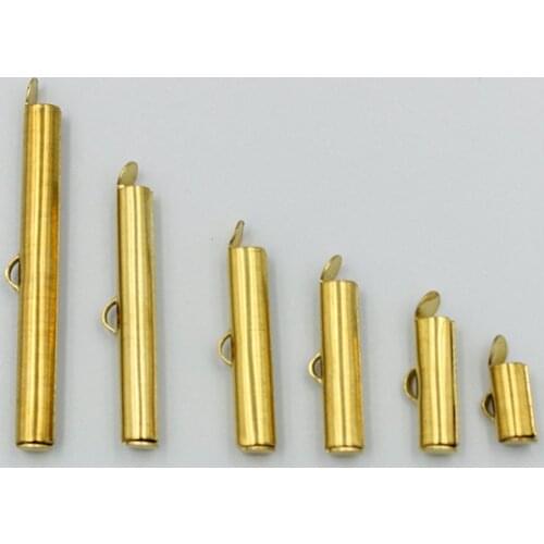 20pcs 10 15 20 23 30 40mm Brass Slide On End Tube Clasps for Beading Weaving Bracelet Necklace Jewlery Making