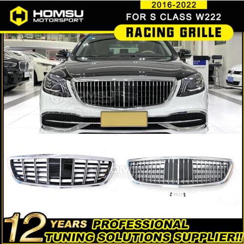 Front grille For W222 MB style ABS Grille For w222 Chrome Front Racing Grillfor 2014+ S320 S400 S350 S500 S450 Great Fit