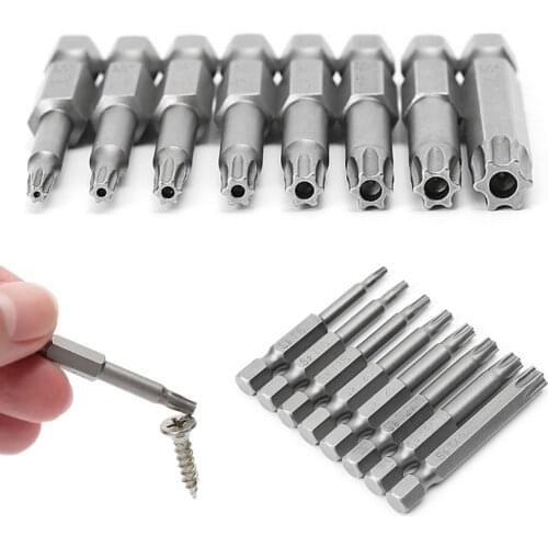 8 Pcs/Set 1/4 Inch 50mm T8-T40 Magnetic Torx Electric Screwdriver Bits Kit