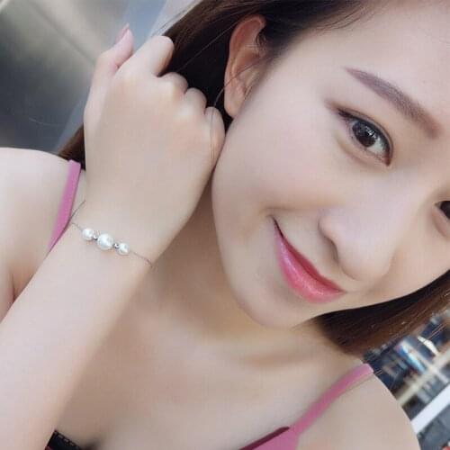 925 Sterling Silver Bracelet Natural Pearl Beaded Bracelet Woman Charm Jewelery