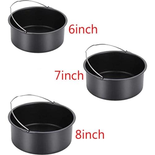 6/7/8'' Non Stick Cake Barrel Air Fryer Accessories Baking Tray Pan Round Roasting Basket Bakeware Mould